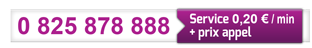 Appeler le 0825878888 Service à 20 centimes par minute + prix d'appel