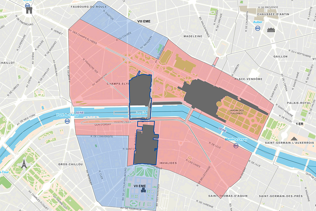 Carte présentant les zones impactées du 30 aout au 2 septembre pendant le déroulé des épreuves paralympiques de Paris 2024
