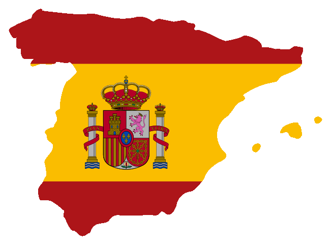 Forme pays Espagne avec couleurs du drapeau