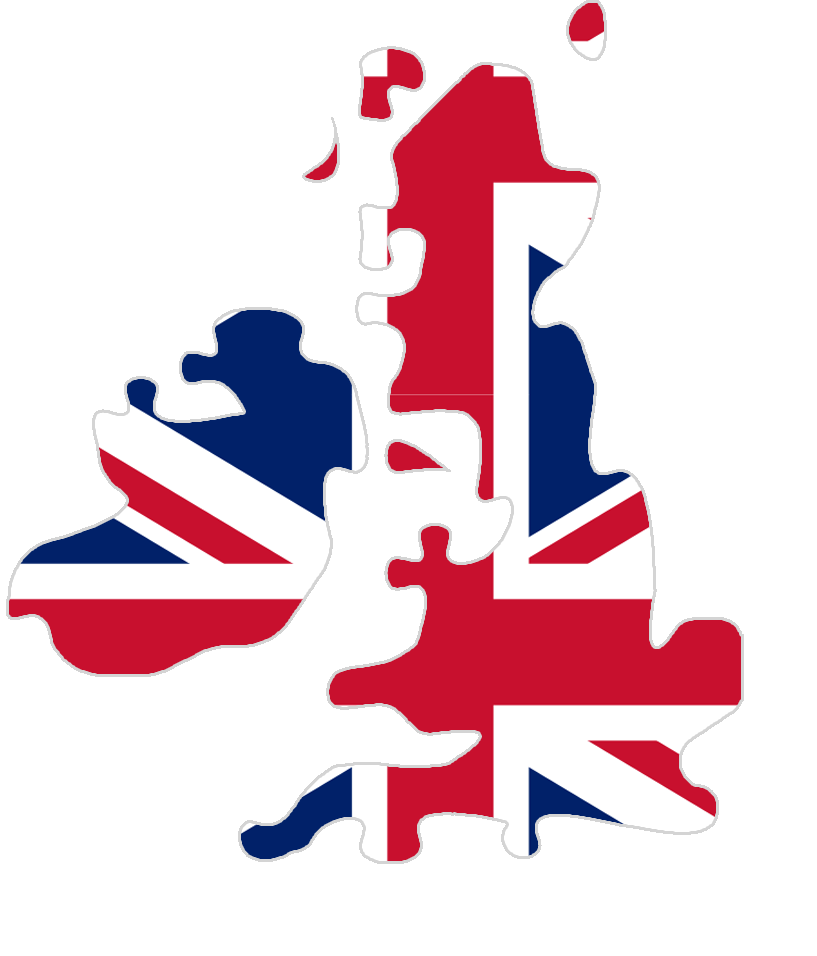 Forme pays UK avec couleurs du drapeau