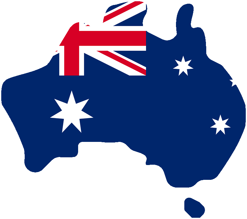 Forme pays Australie avec couleurs du drapeau