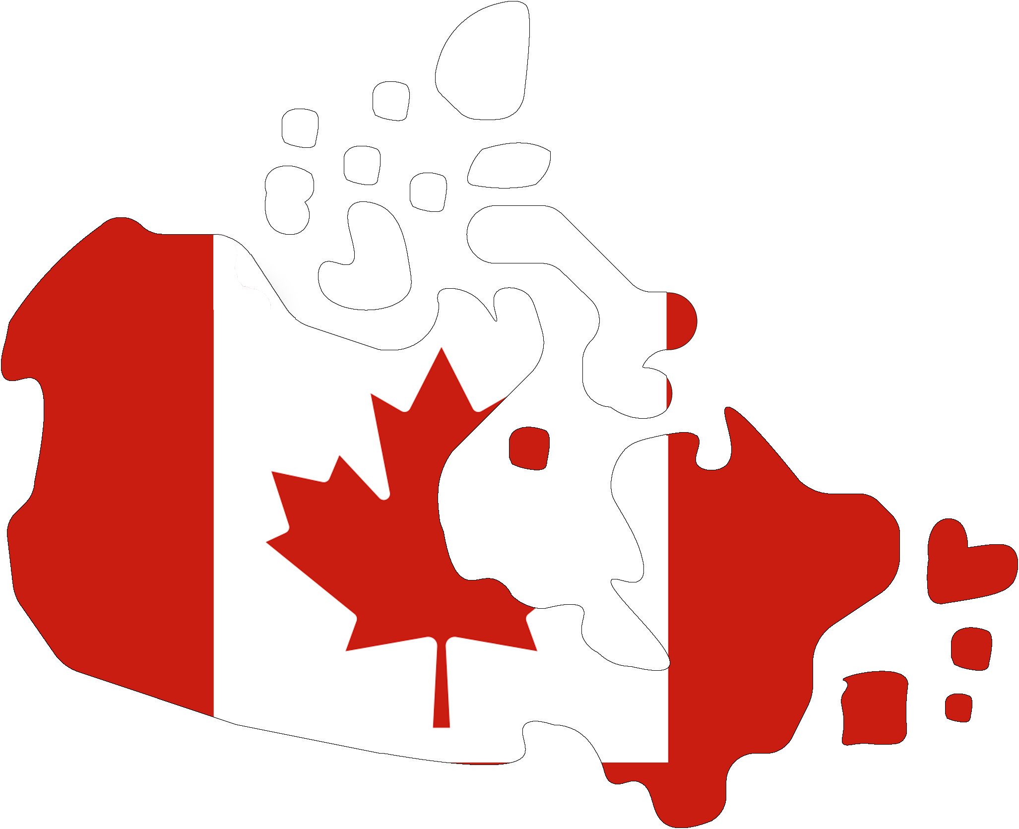 Forme pays Canada avec couleurs du drapeau