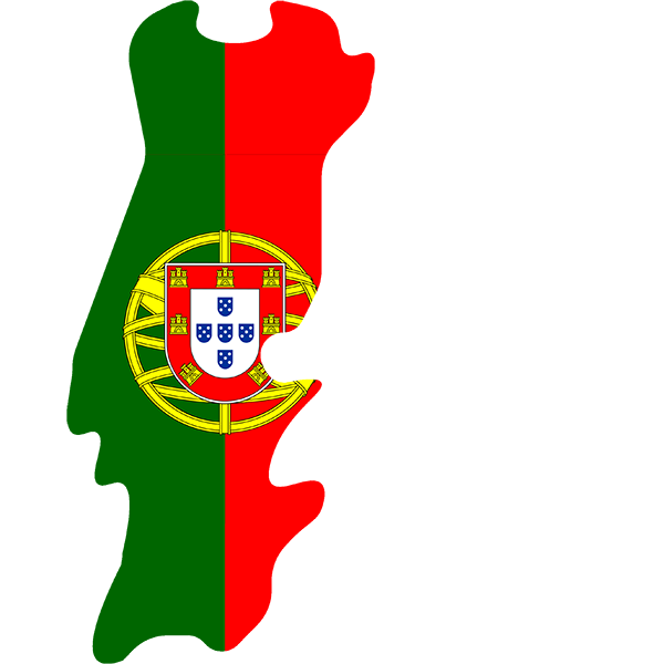 Forme pays Portugal avec couleurs du drapeau