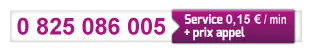 Appeler le 0825086005 Service à 20 centimes par minute + prix d'appel