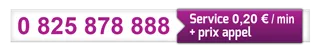 Appeler le 0825878888 Service à 20 centimes par minute + prix d'appel
